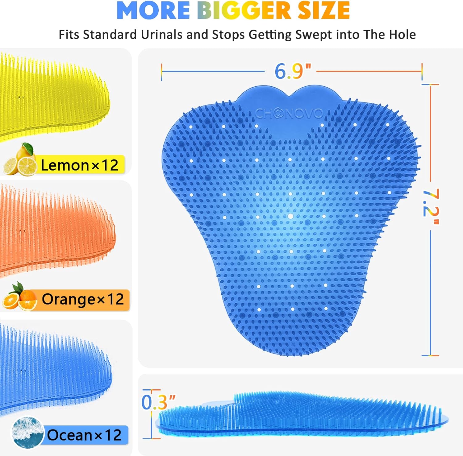 Urinal Screen Deodorizer, 36 Pack Urinal Cakes 3 Fresh Scents, Ocean Breeze, Lemon, Orange Citrus, Anti-Splash Odor Protection Mats Pads for Men Toilet in Bathroom School Restroom Office Hotel