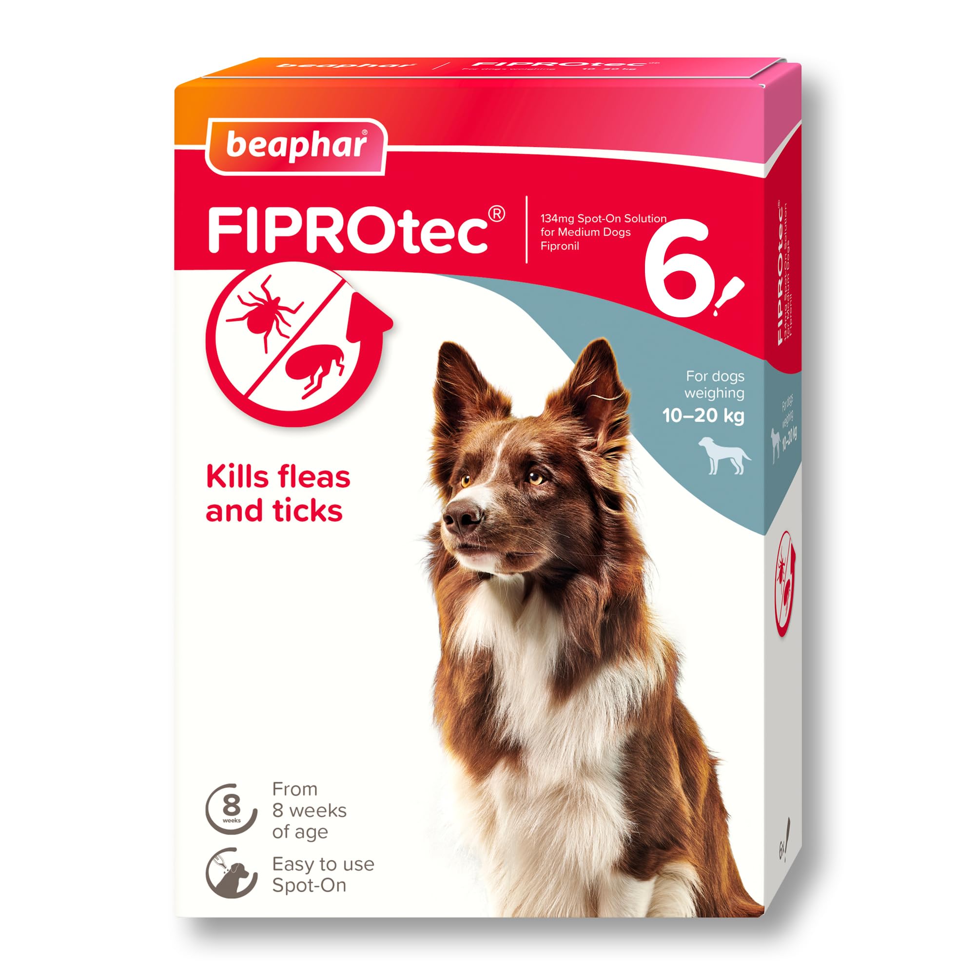Beaphar Fiprotec Spot On Solution - Dog - 134Mg - 6 Pipettes Medium