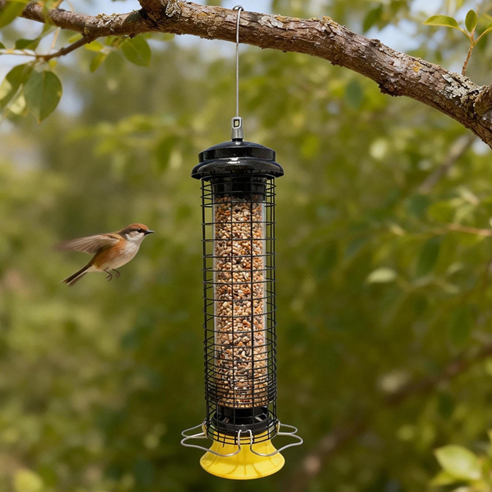 Comederos para Pájaros de Exterior a Prueba de Ardillas Resistente Estación | Estación de Alimentación para Pájaros para Lluvia Techo Nieve