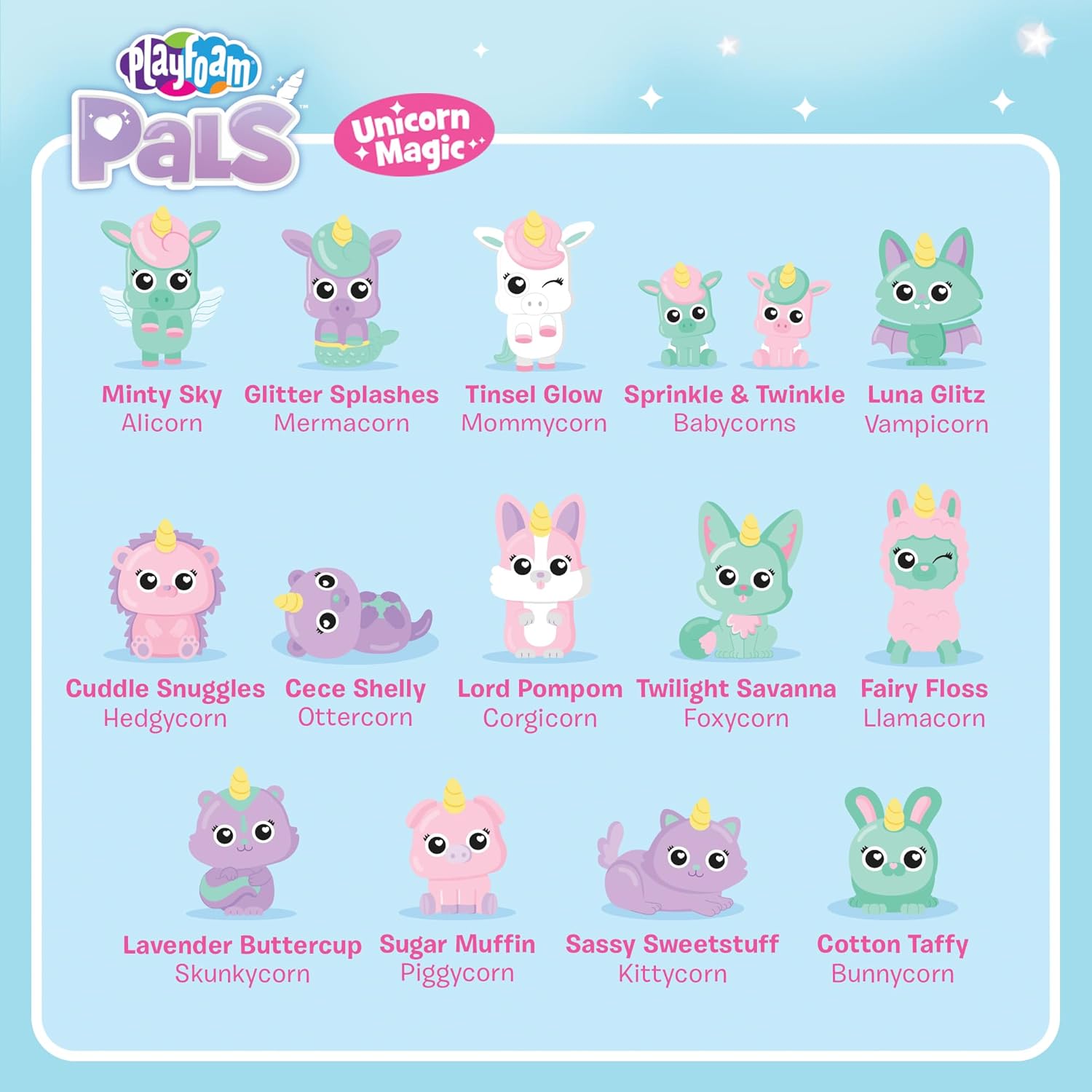 Educational Insights Playfoam Pals Unicorn Magic, Party Pack of 10, Surprise Collectible Charm & Heart-Studded Locket, Sensory, Shaping Fun, Ages 3+