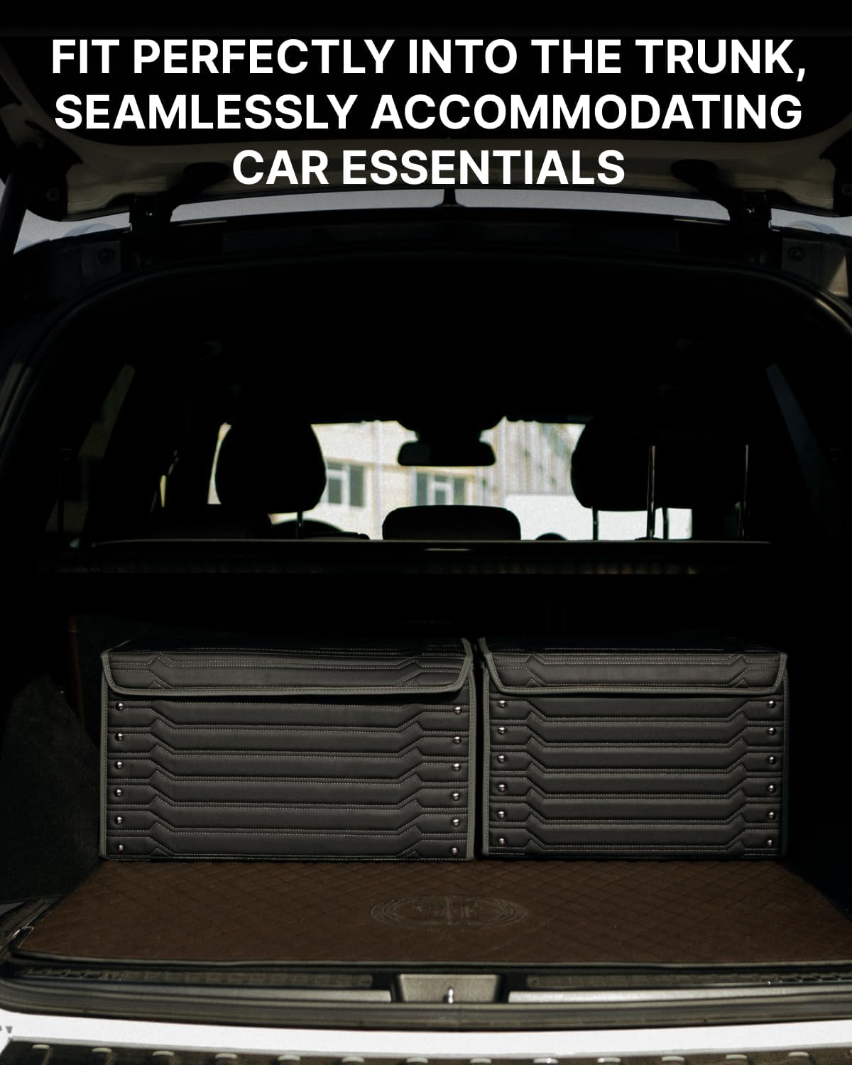 Owleys Car Trunk Organizer For Shoes - Storage Crate For SUV, Sedan Or Truck - Foldable Cargo Bin For Travel Gear & Sports Kits - Practical Holiday Gifts For Drivers (Highway 21.6 inch)