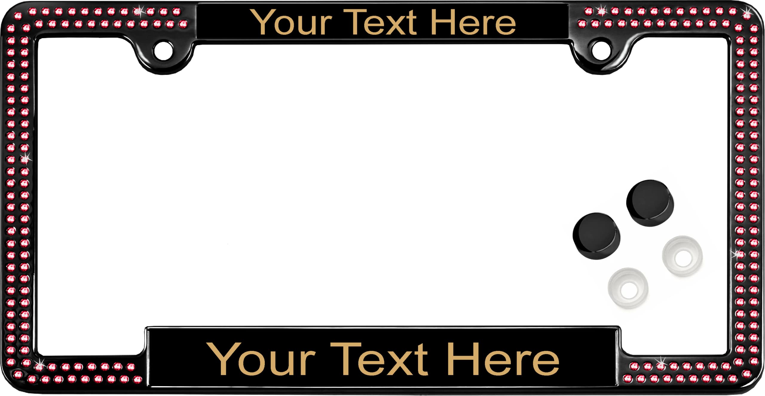 Crystals - Custom Personalized Black Metal Car License Plate Frame with Pink Cr - Picture 101 of 132