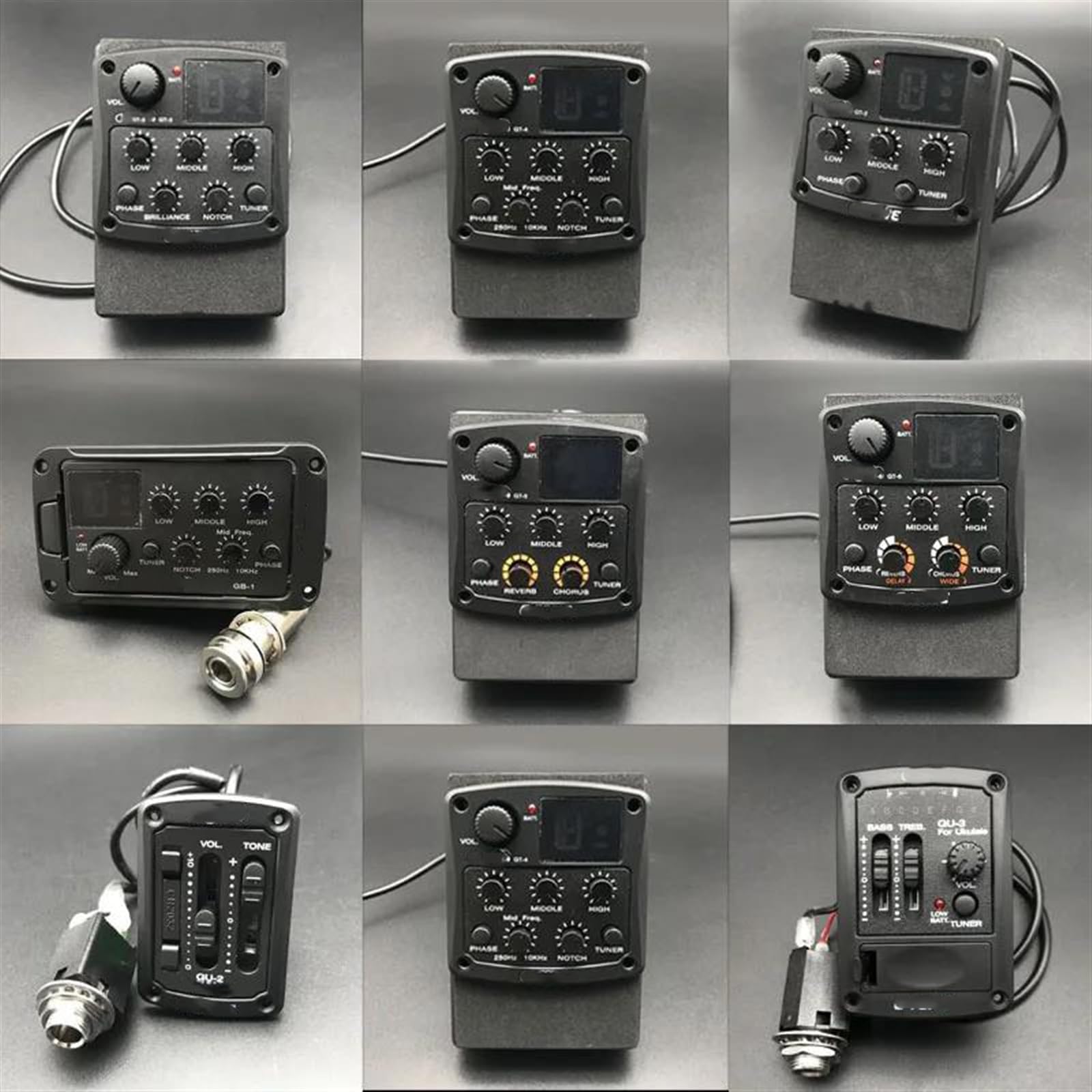 Pickup per strumenti ad arco Equalizzatore Per Chitarra Acustica A 3 Bande E 4 Bande Con Accordatore Preamplificatore Pickup Piezoelettrico Per Ukulele Folk(Bk GT4)