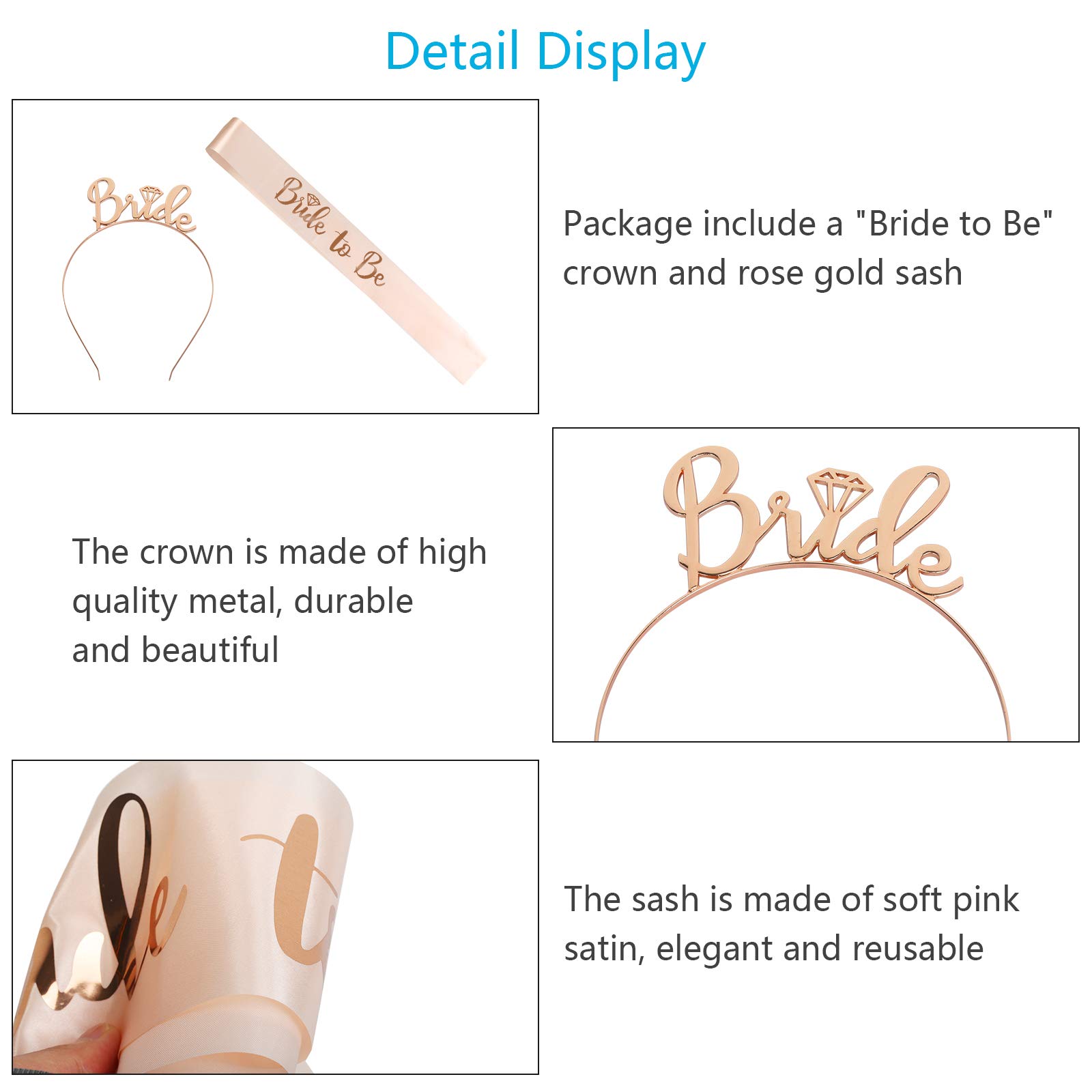 Fascia Sposa 'Bride To Be' In Satin - Oro Rosa, Per Addio Al Nubilato, Matrimoni E Feste