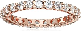 Platinum or Gold Plated Sterling Silver All-Around Band Ring set with Round Infinite Elements Cubic Zirconia