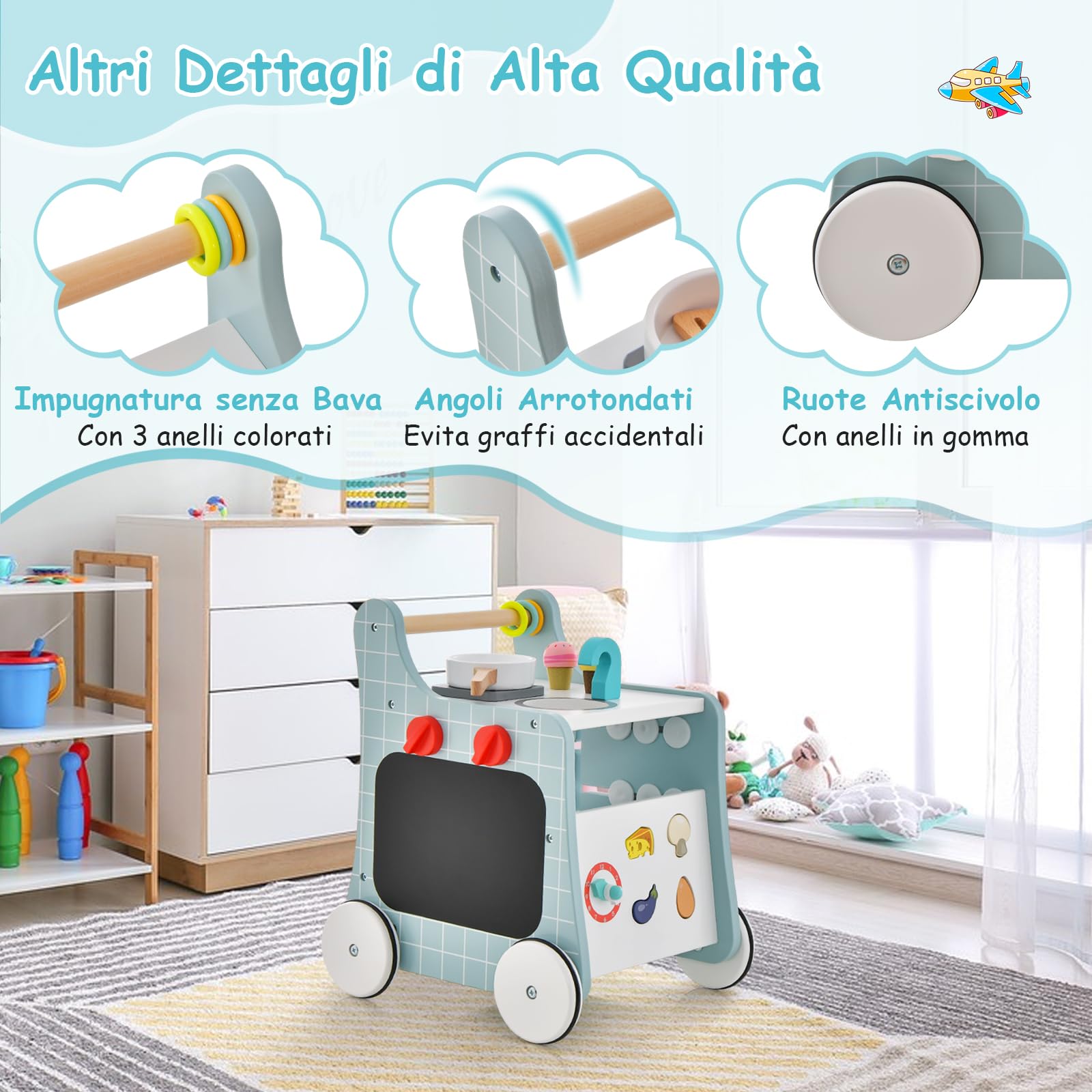 Carrello Primi Passi Legno Montessori Little Dutch Carrello