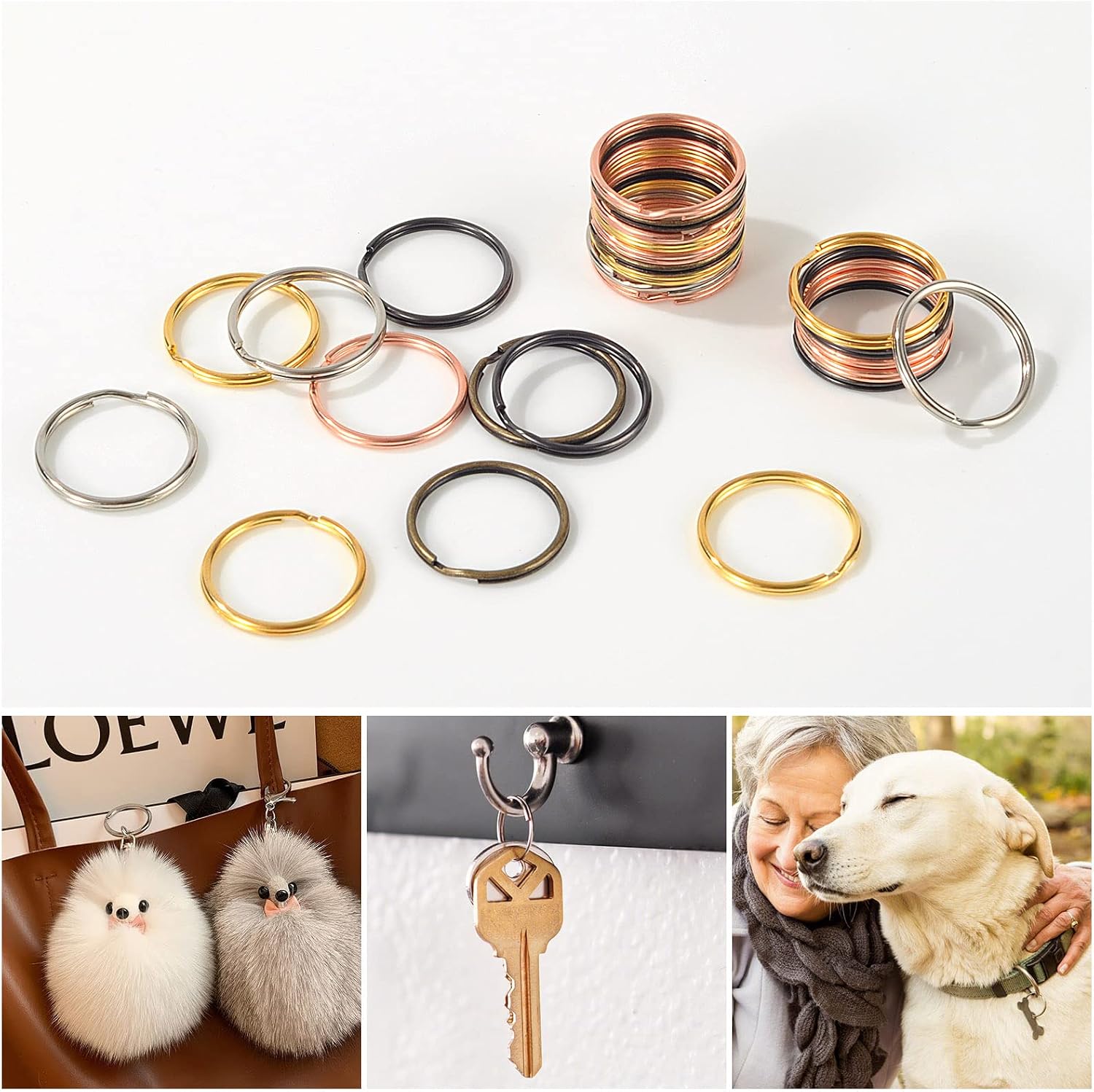 200PCS Key Rings, Split Bulk Keyrings for Keychain and Crafts (25mm) (Mixed Color)