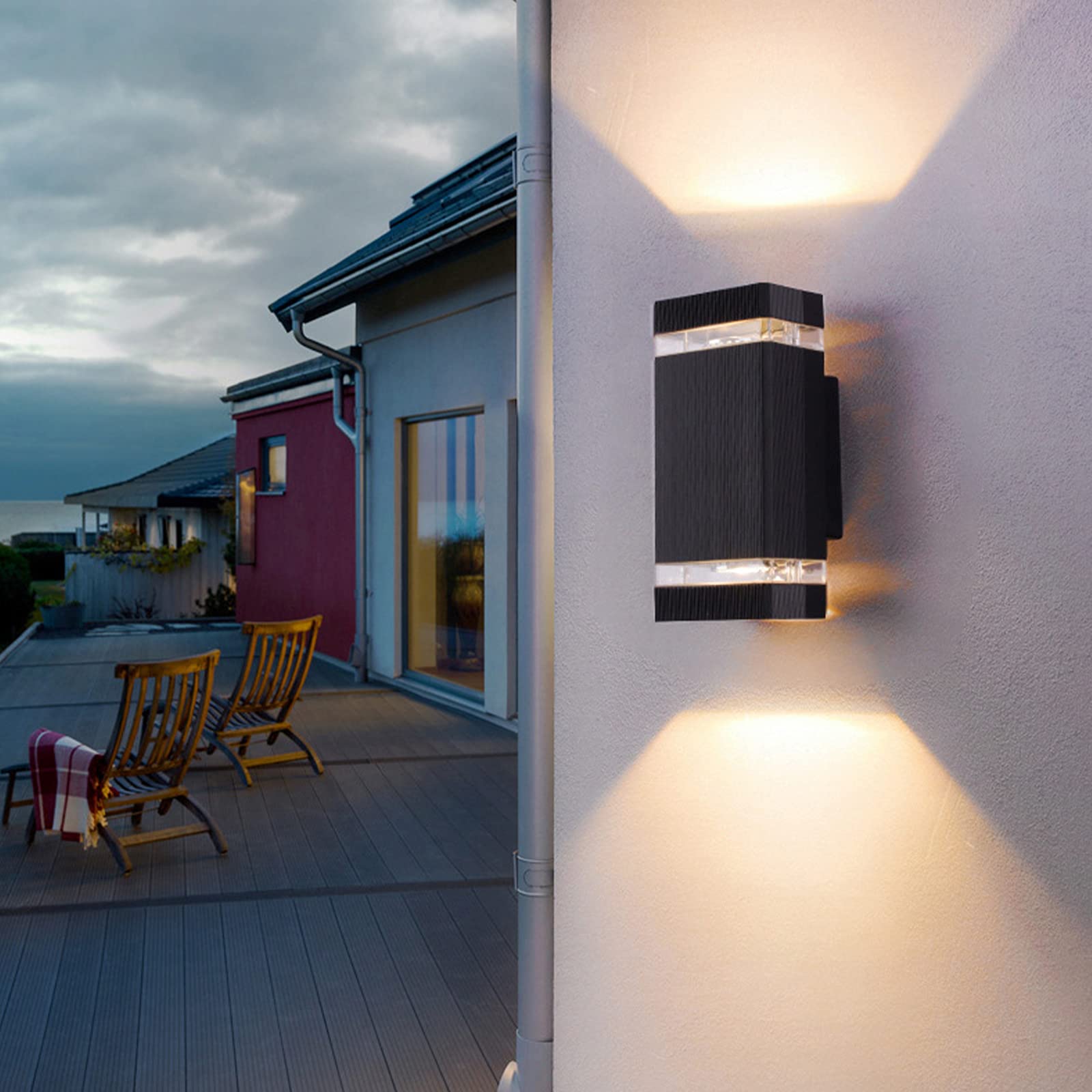 Up Down Wall Light Indoor Black, 10W Led Outdoor Wall Lamp Ip65 Wodoodporna, Aluminiowa Sypialnia Wall Spot Light Z Akrylowym Kloszem, Kinkiet Ścienny Ciepły Biały 3000K