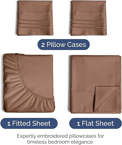 Vista 1499 de Juego de sábanas de 4 piezas tamaño king, extrasuaves, transpirables y refrescantes con esquinas profundas, sábanas de fácil ajuste y sin arrugas
