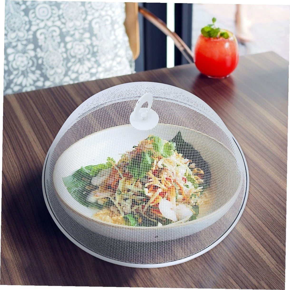 2pcs Household Food Protective Covers Mesh Screen Food Umbrella Dustproof Protecting Covers for Kitchen and Dining Table White 35cm Diameter Set