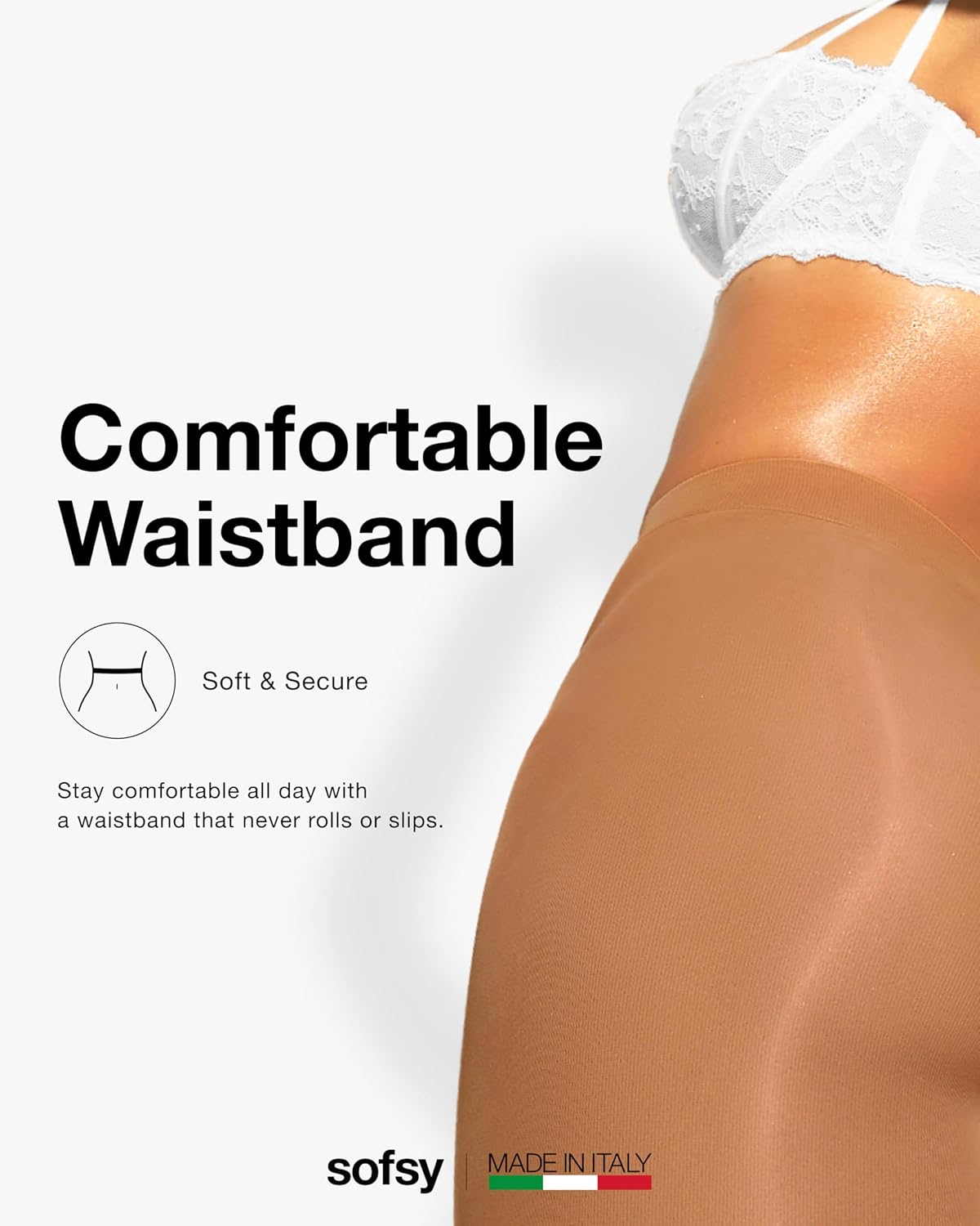 sofsy 10-Year Hosiery Craftsmanship - Italian 40 Den Run Resistant Opaque Tights for Women | High-Waist, Reinforced Toe