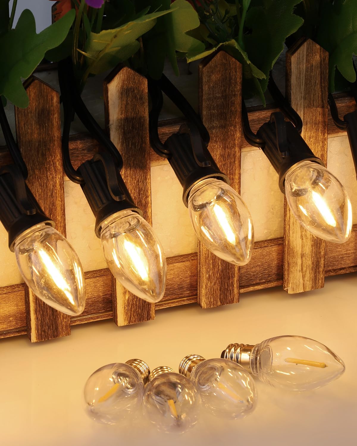 GLUROO LED Night Light Bulbs, C7 E12 Candelabra LED Light Bulbs, Clear Vintage Replacement Bulbs for Outdoor String Lights, 4W 5W 6W 7W Incandescent Bulb Equivalent, Warm White 2200K, 10 Pack