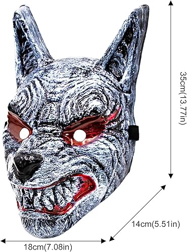 Miniatura 6 de Aubatece Máscara facial de simulación para fiesta de Halloween, 9 cabezas de lobo, accesorios de mascarada, suministros de fiesta, divertidos