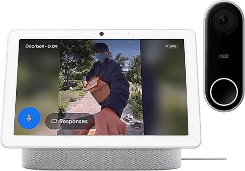 Google Paquete Nest HD Max con pantalla HD de 10 pulgadas y cámara de timbre de video con cable Wi-Fi