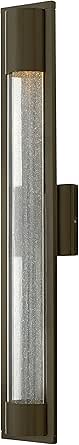 Hinkley Mist Large Wall Mount Outdoor Lantern, Aluminum, Clear Acrylic Overlay On Seedy Glass Inside Panel, ADA, Dark Sky Compliant, 7w GU10 LED Bulb Rec., Bronze Finish