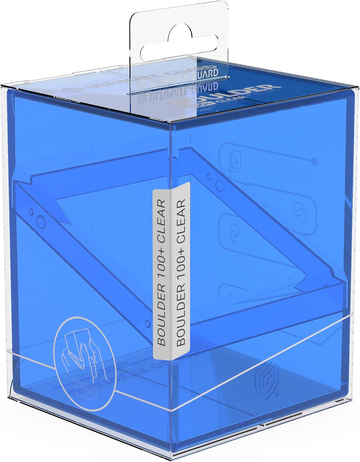 Ultimate Guard Boulder 100+ Clear, Deck Case for 100 Double-Sleeved TCG Cards, Sapphire, Secure & Durable Storage for Trading Card Games, Transparent