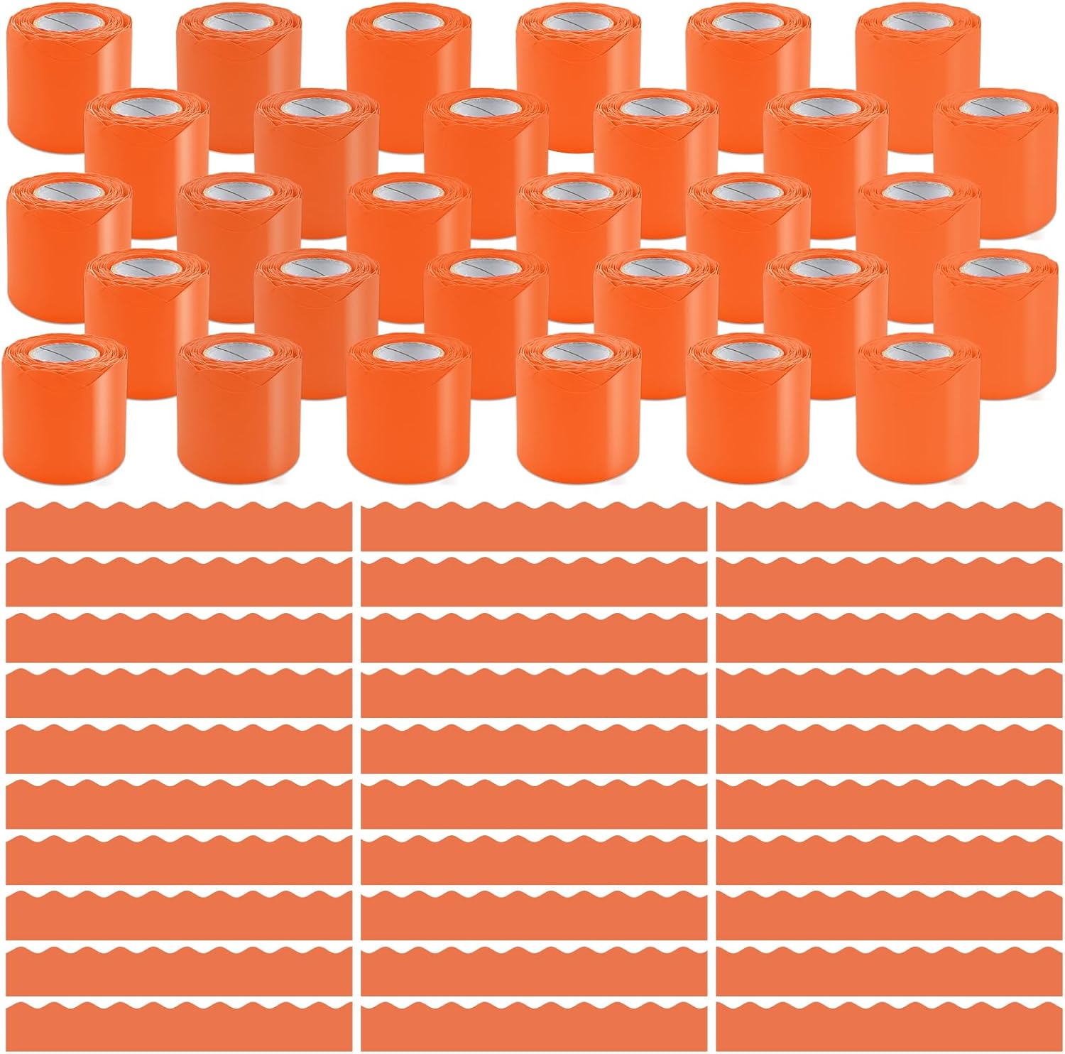 Bulletin Board Borders - 30 Rolls 984 Ft Orange Scalloped Border for Bulletin Board Trim - Teacher Borders Decorations for Classroom, School, Poster, Home, Office Decor