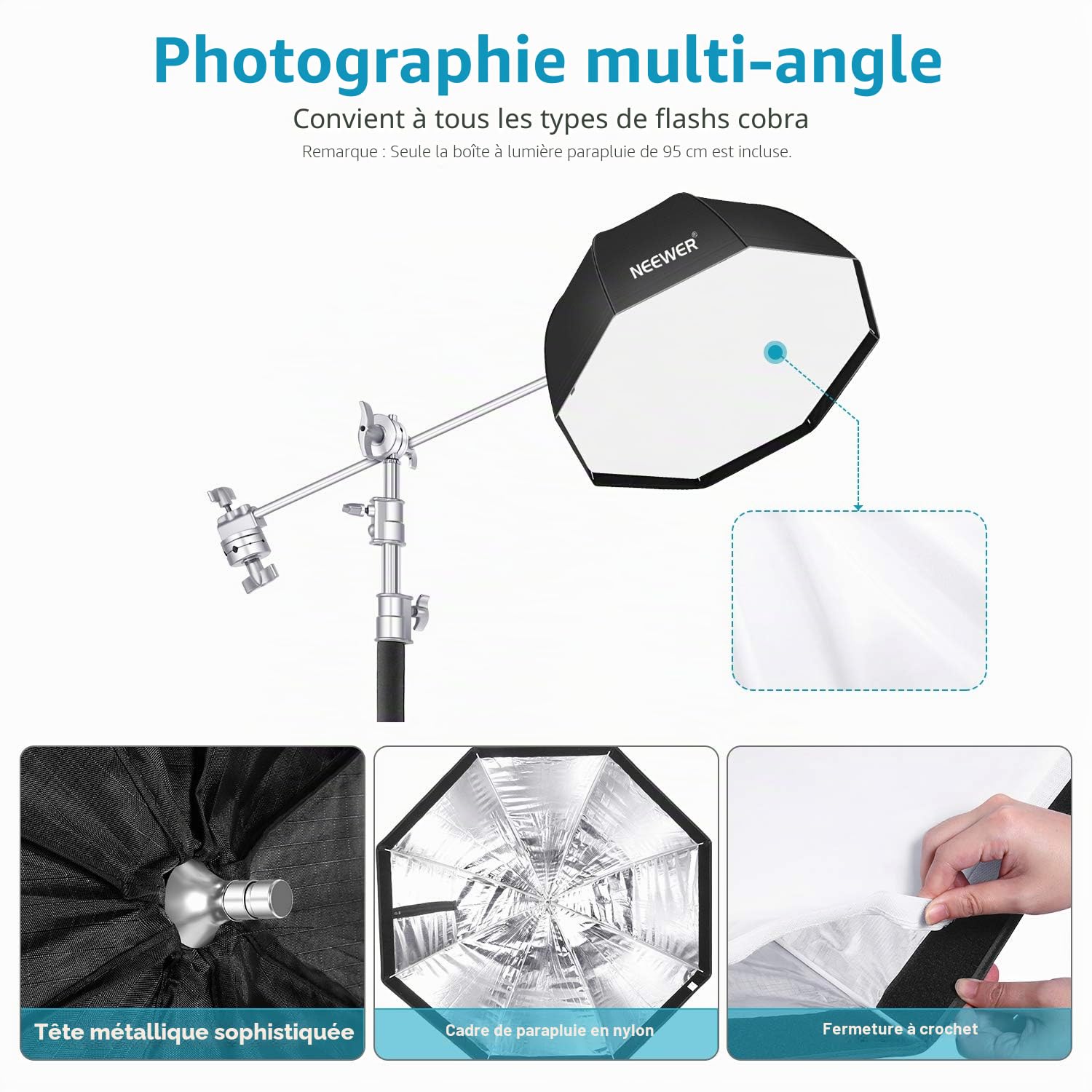 Neewer Boîte à lumière octogonale de 95 cm avec Sac de Transport Compatible avec Speedlite, Studio Flash, Parapluie Portable pour Photographie de Produit de Studio Photo