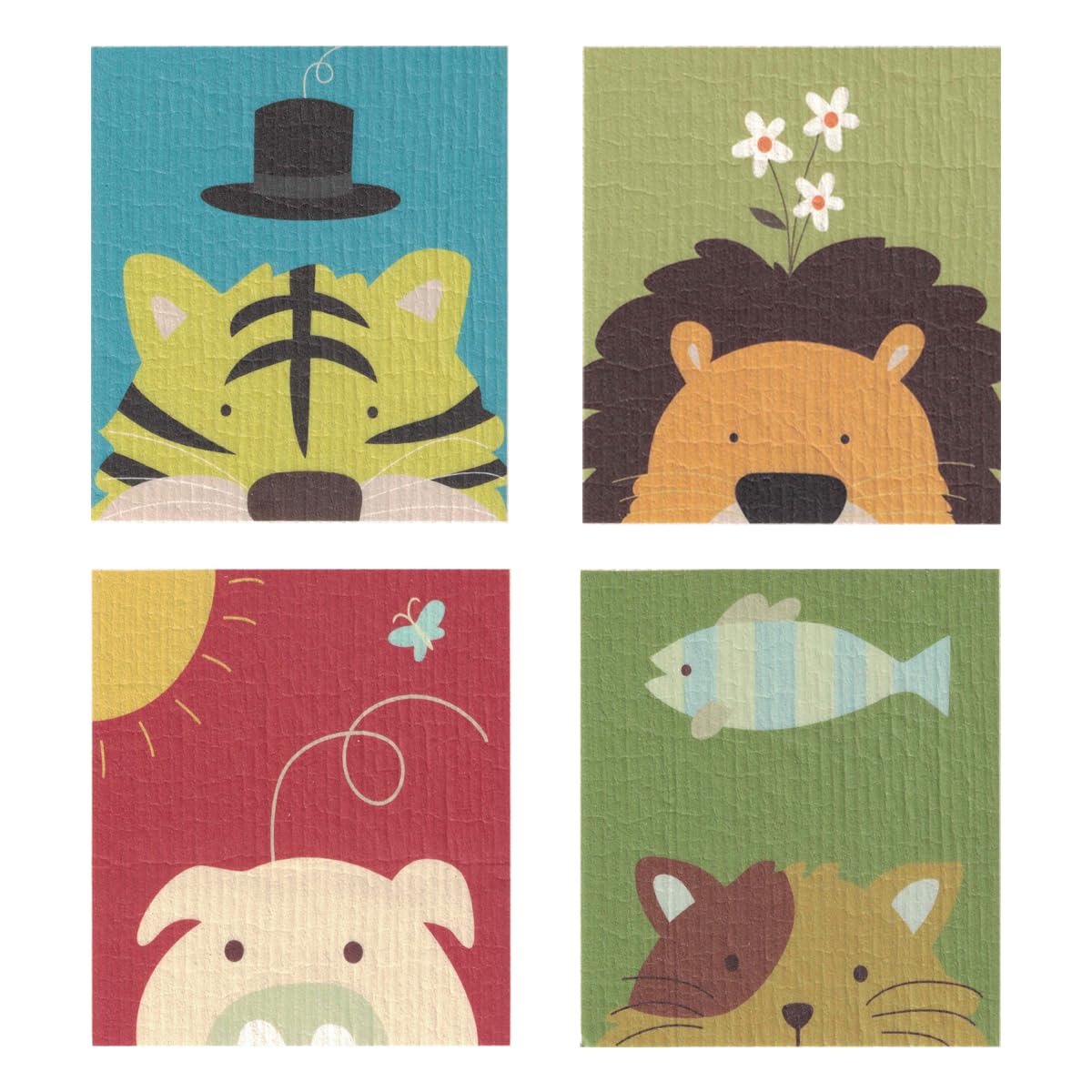 キッチンクロス セルロース ふきん 天然繊維 スポンジワイプ (17x19cm 4枚入) 水切りマット 速乾 吸水スポンジ クロス 台拭き