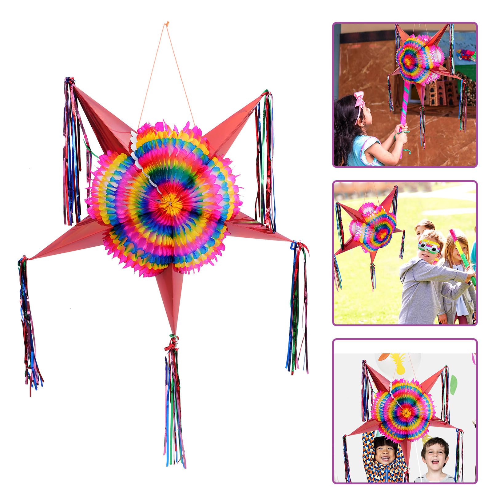 Faltbare Papierstern Piñata als Bunte Party Tischdeko für Kindergeburtstag mit Einzigartigem Stern Design und Lustiger Indoor Event Dekoration