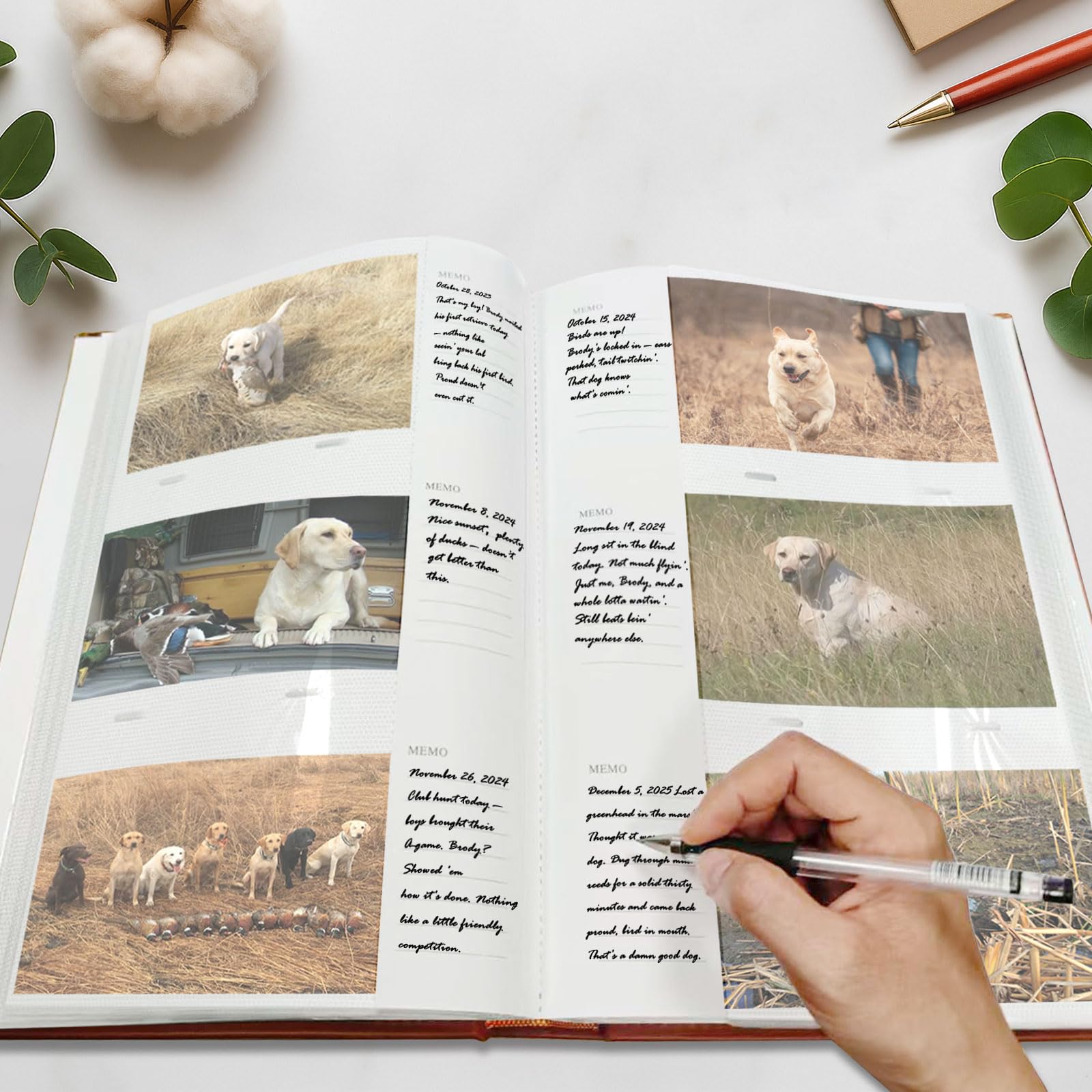 Álbum de fotos de caza de 4 x 6 pulgadas: 300 bolsillos deslizantes, gran capacidad, cubierta de piel sintética, álbum de fotos con espacio para escribir, para viajes, familia, boda, niños, graduación