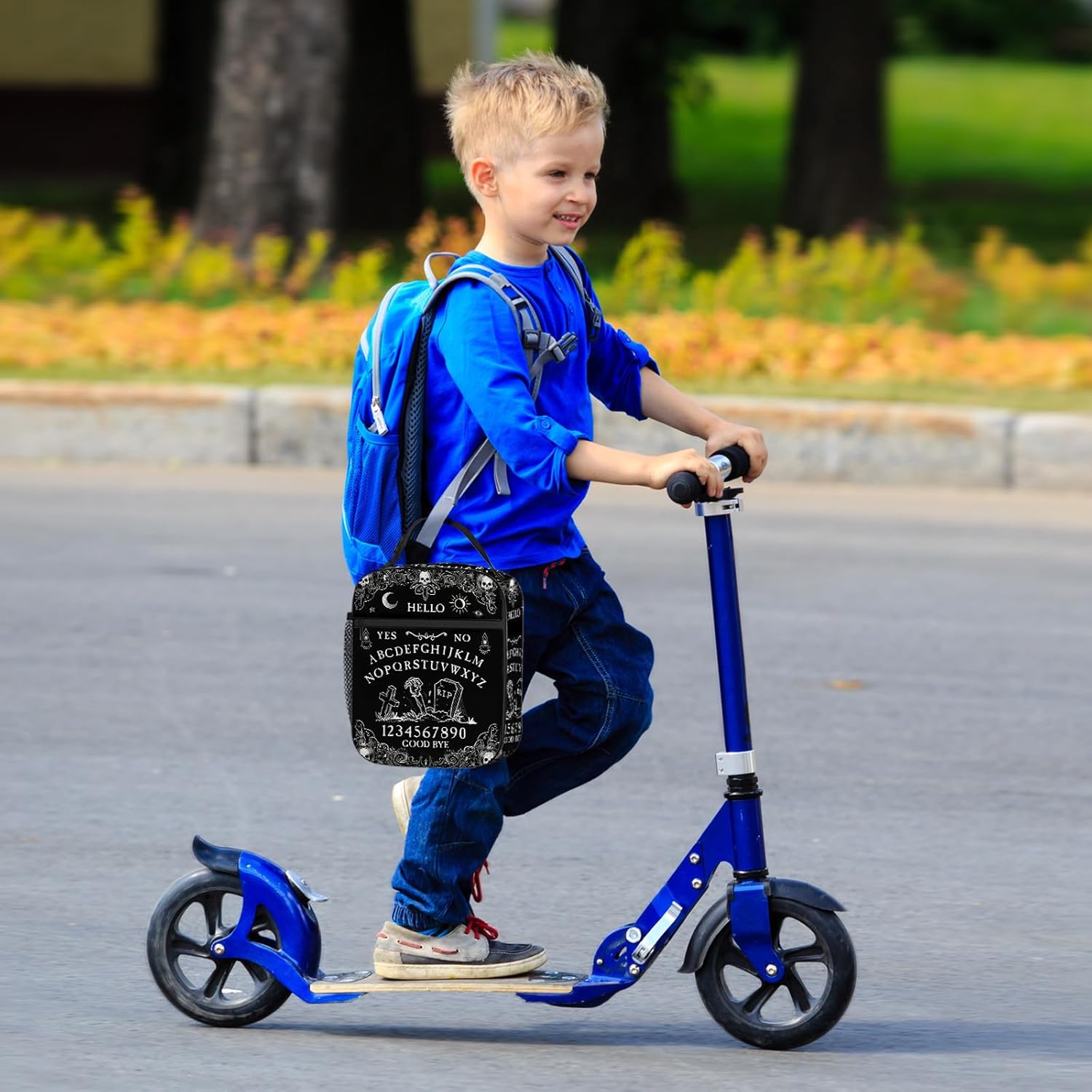 Goth Ouija Board Lunch Box, Gothic Halloween Skull Witchy Horror Lunch Bag for Kids Women Men, Black and White Spooky Insulated Thermal Cooler Lunchbox Meal Tote Bag for School Work - Image 5
