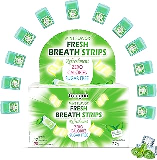 Breath Strips Fresh Mint Flavor,Individual Packs 12×20-Strip Packs,Portable Pocket-Sized Oral Care Mouth Freshener,Sugar Free