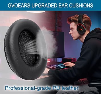 GVOEARS Premium Replacement Ear Pads for HyperX Cloud 1/2/3/Pro/Core/Alpha/Alpha S/Alpha Pro/Flight/Flight S/Stinger, CloudX Stinger Headphones and More, Soft Protein Leather, High Density