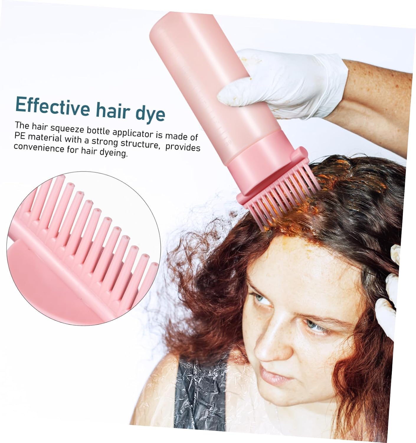 2 Pcs Root Comb Applicator Bottle PE Hair Oil Tool Set