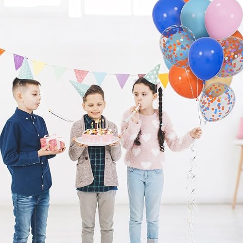 Miniatura 97 de 68 globos de color rosa y morado de 12 pulgadas, globos de látex metálicos morados y rosados, globos de confeti con cintas, globos de fiesta