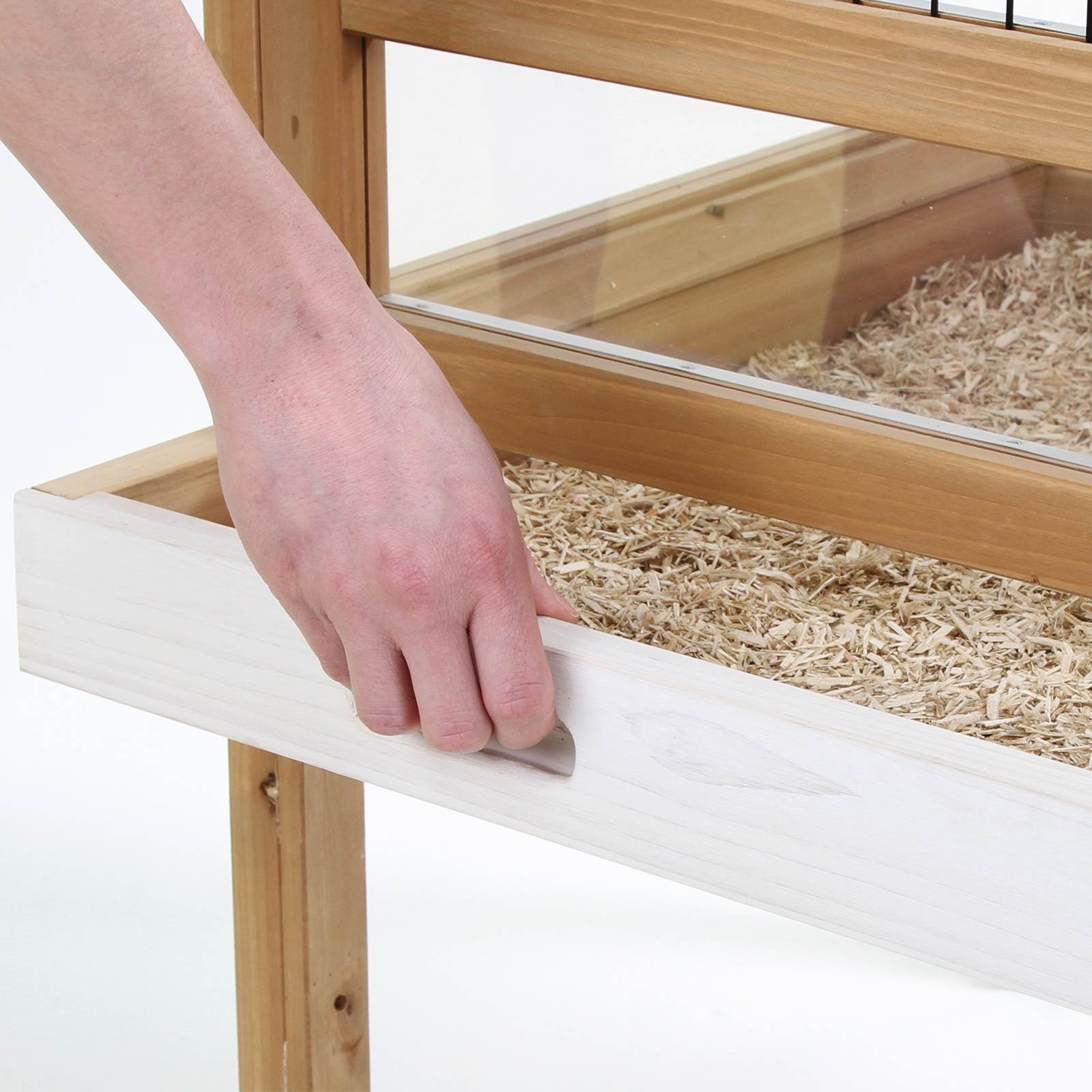 Kerbl Pet Kleintierkäfig Indoor Deluxe, Nagerkäfig, Kleintierstall, 115x60x92,5cm, Holz, Metallgitter, Hasen, Kaninchen, Meerschweinchen, Hamster, mit Holzhaus