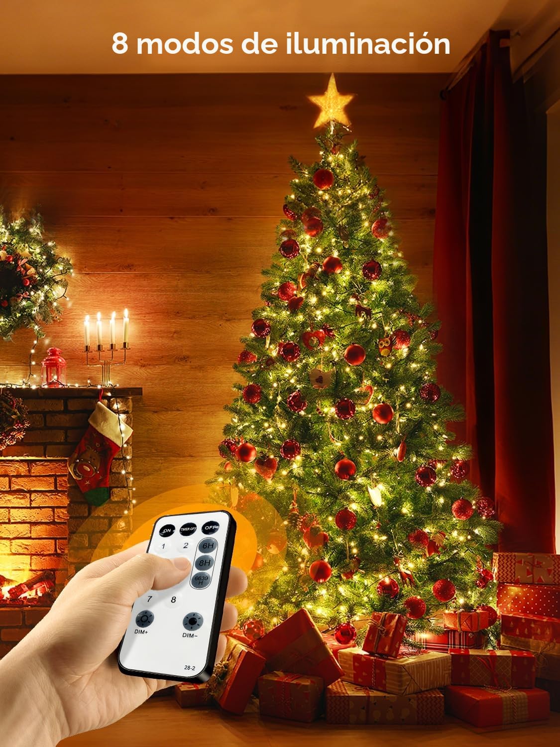 Luces Navidad Exterior 105M 1000 LED Guirnalda Luces Exterior Blanco Cálido | Control Remoto, Temporizador, 8 Modos, IP65, Luz Arbol Navidad Exteriores y Interior, para Fiesta Jardín Balcón