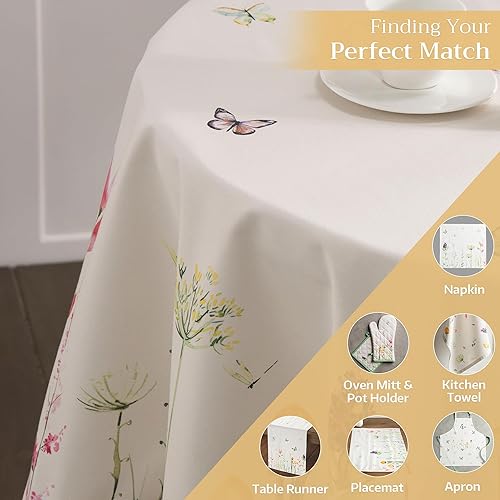 Miniatura 5 de Mantel Maison d' Hermine Faïence, 100 % de algodón, para cocina, comedor, decoración de mesa, fiestas, bodas, primavera y verano