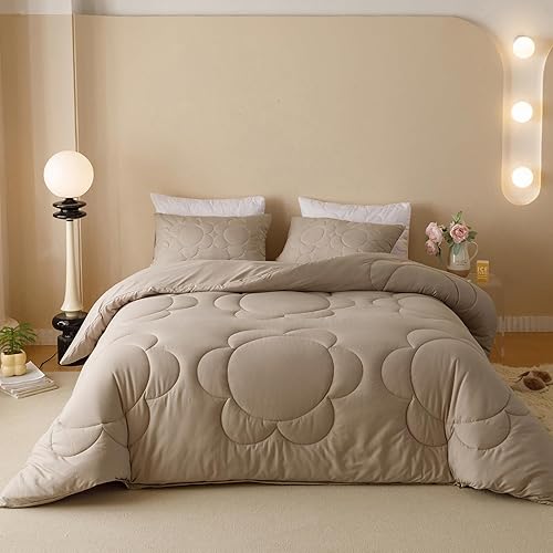 Miniatura 36 de Luxlovery Juego de edredón gris King para hombres y niños, juego de ropa de cama gris oscuro, manta edredón moderna de color sólido gris, cómodo,