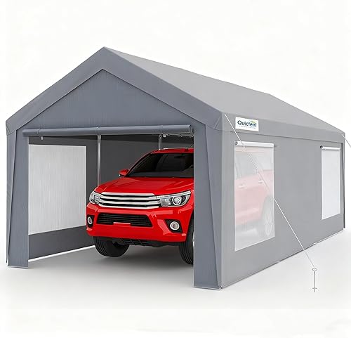 Miniatura 8 de Quictent Tienda de campaña galvanizada de alta resistencia de 10 x 20 pies para cochera, refugio de lancha con estructura reforzada, con borde