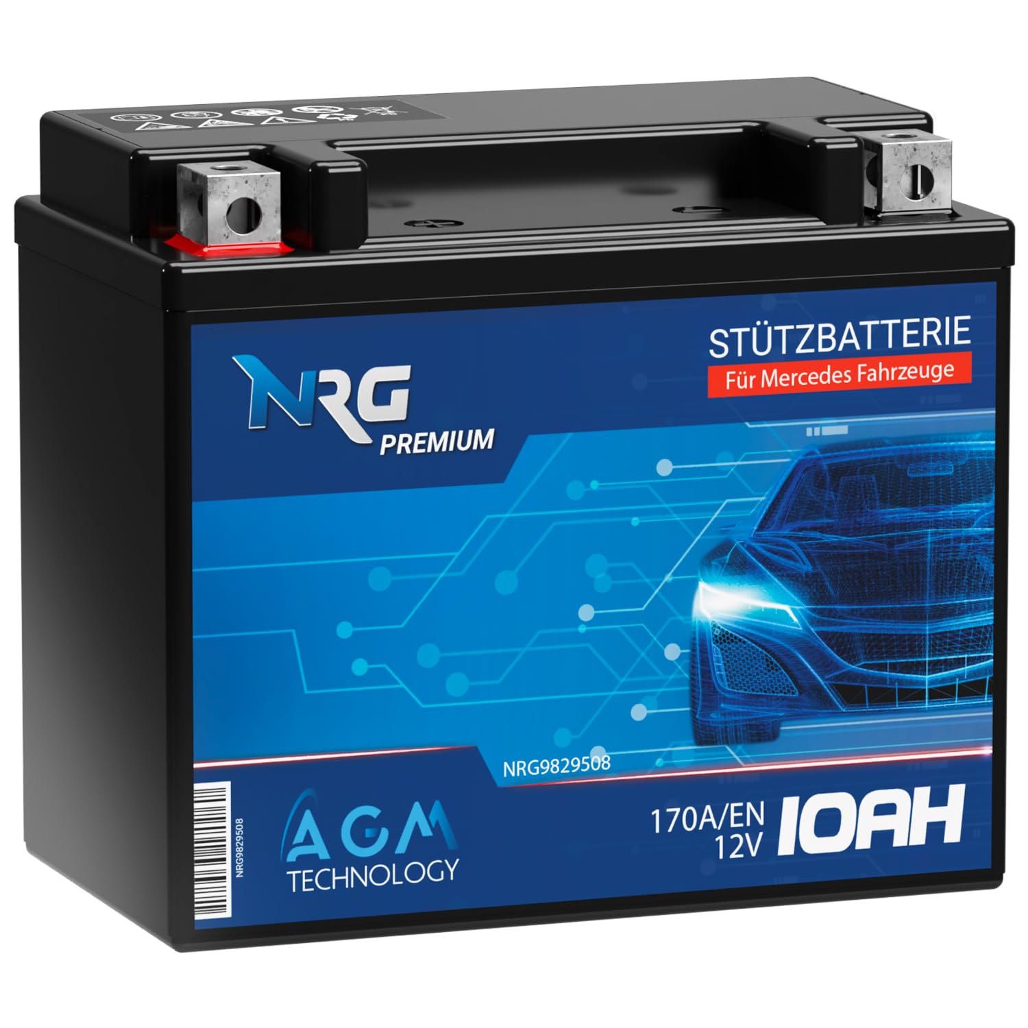 NRG Stützbatterie 12V 10Ah AGM Start-Stop A0009829508 000 982 95 08 AUX12