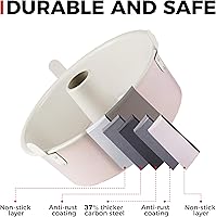 Vista 3 de HONGBAKE Molde antiadherente para pastel de ángel con fondo extraíble, moldes tipo tubo de 10 pulgadas para hornear pastel chiffon, 16 tazas, Rosa