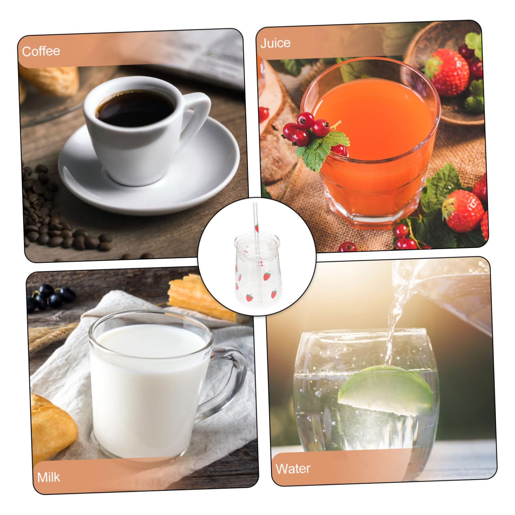 MAGICLULU 4 Set Di Robuste Tazze in Con Cannuccia E Coperchi Eleganti Bicchieri Per Tè Caffè E Latte