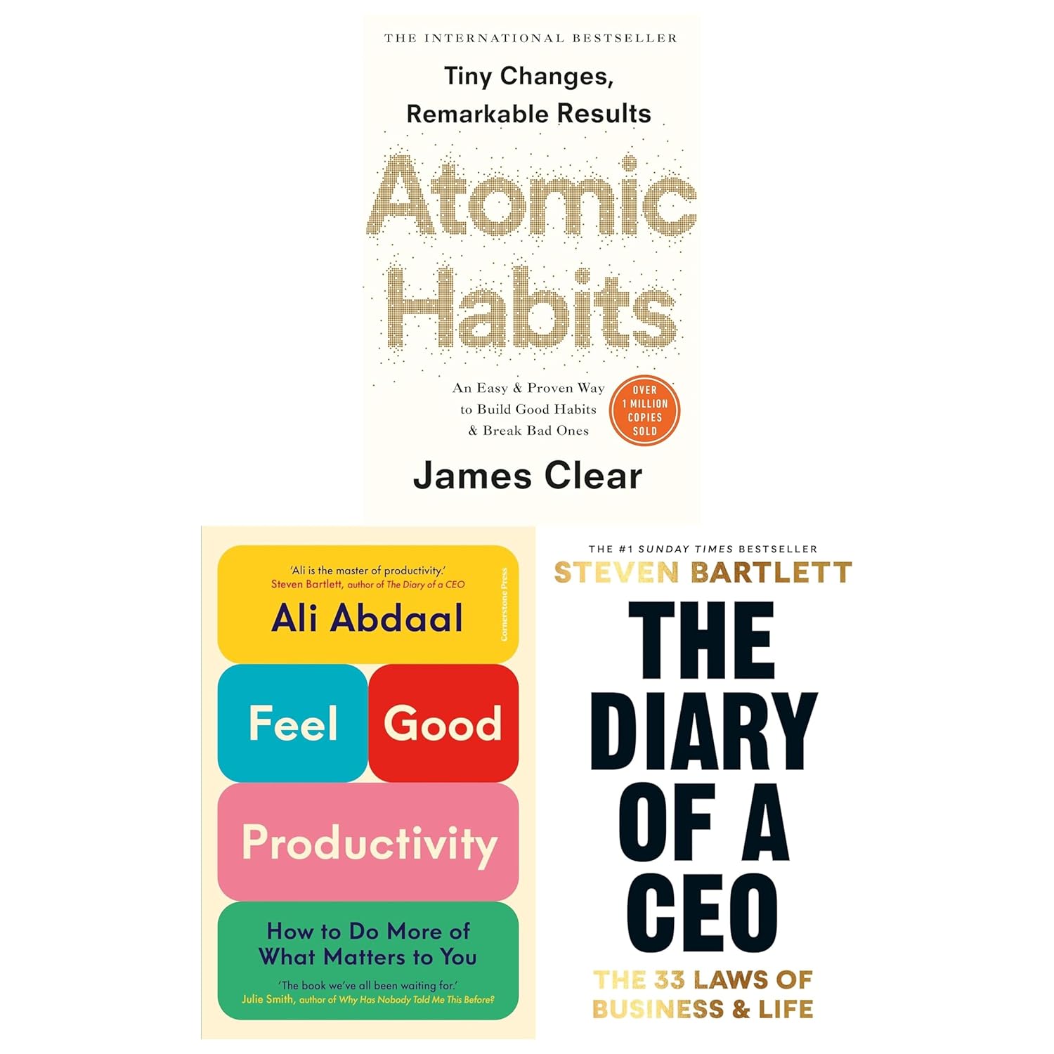 Feel Good Productivity, The Diary of a CEO and Atomic Habits 3 Books
