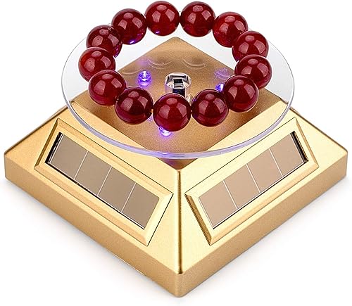 Miniatura 2 de Leadleds Soporte de exhibición giratorio de 360 grados, base de oro de exhibición giratoria de joyería accionada solar y con pilas