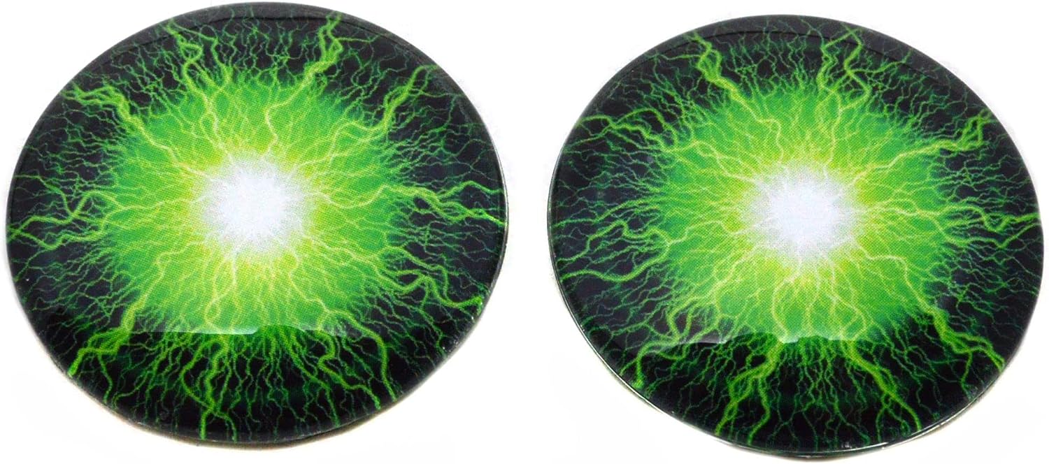 Green Lightening Burst Electrifying Glass Eyes 6mm to 60mm Technology Fantastic Jewelry Making Art Doll Parts Taxidermy Sculpture Flatback Domed Cabochons (60mm)