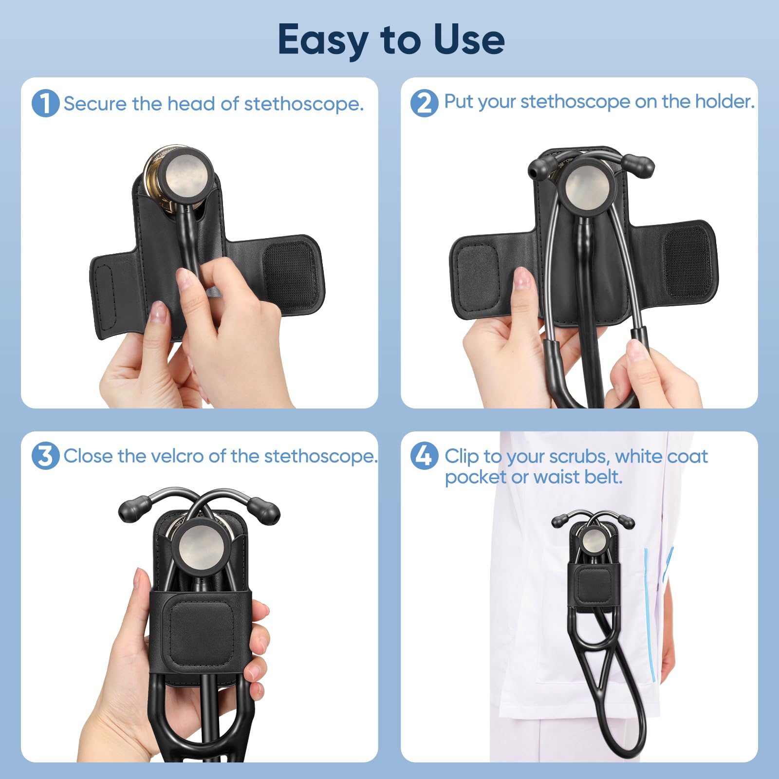 Stethoskop-Halter-Clip, magnetisch, Premium-Leder, Stethoskop-Hüfthalter, leicht, tragbar, Holster für Ärzte, Krankenschwestern, EMT, Medizinstudenten, für 3M Littmann & Most Stethoskop