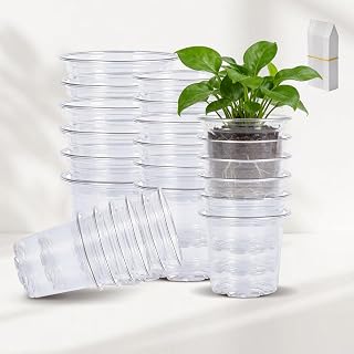 Clear Nursery Pots with Drainage Holes 24Pcs 3.5/5/6/7 Inch Transparency Plastic Seedling Plant Pot Sturdy Garden Pot for Indoor and Outdoor Plants Seed Starting Pots Includes 10 Labels