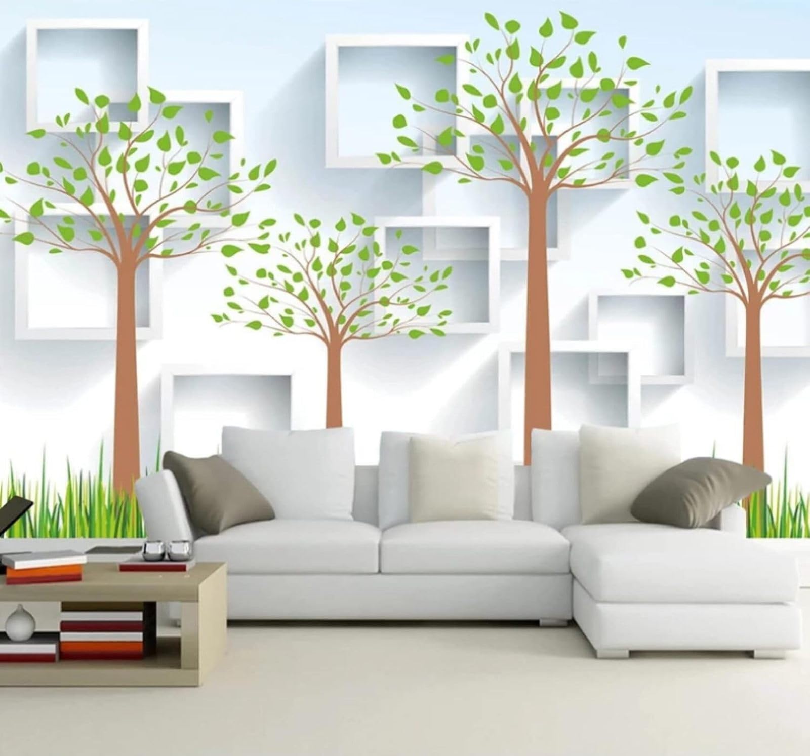 XLMING Fresh Three Dimensional Geometric Forest Trees 3D Wallpaper Luxury Home Dining Decor Paste Sofa Living Room The Wall for Bedroom Mural-400cm×280cm