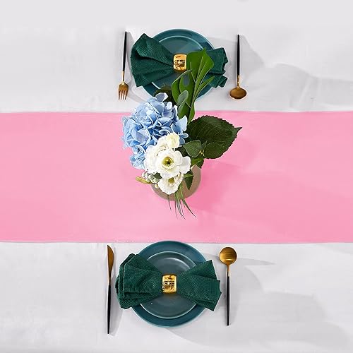 Miniatura 2 de YUHX Paquete de 5 caminos de mesa de satén de 12 x 108 pulgadas de largo, color azul para bodas, fiestas de cumpleaños, decoraciones de banquetes