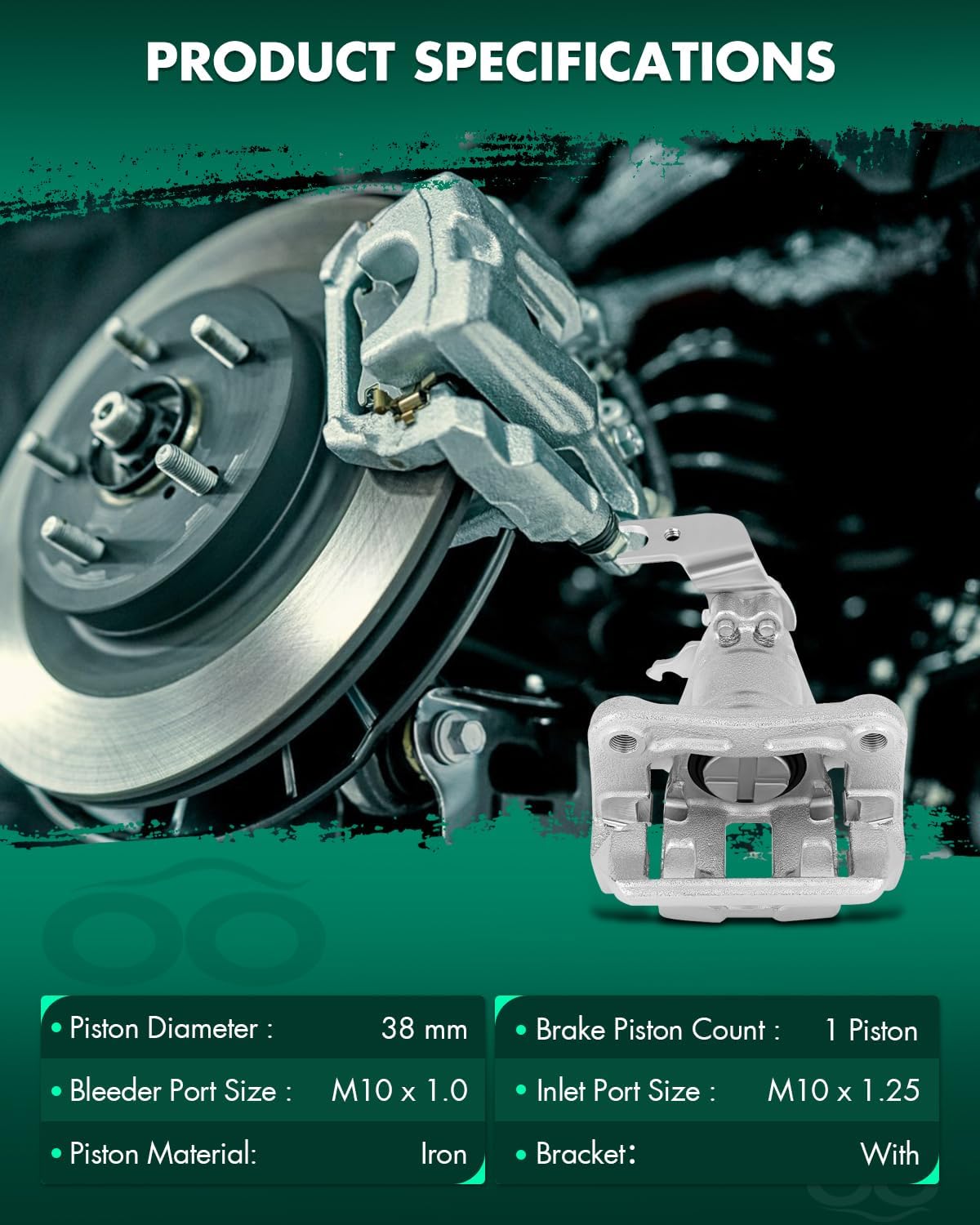 SCITOO Rear Brake Caliper With Bracket 19B7097, 19B7096 Compatible For Honda For Accord 2013-2017