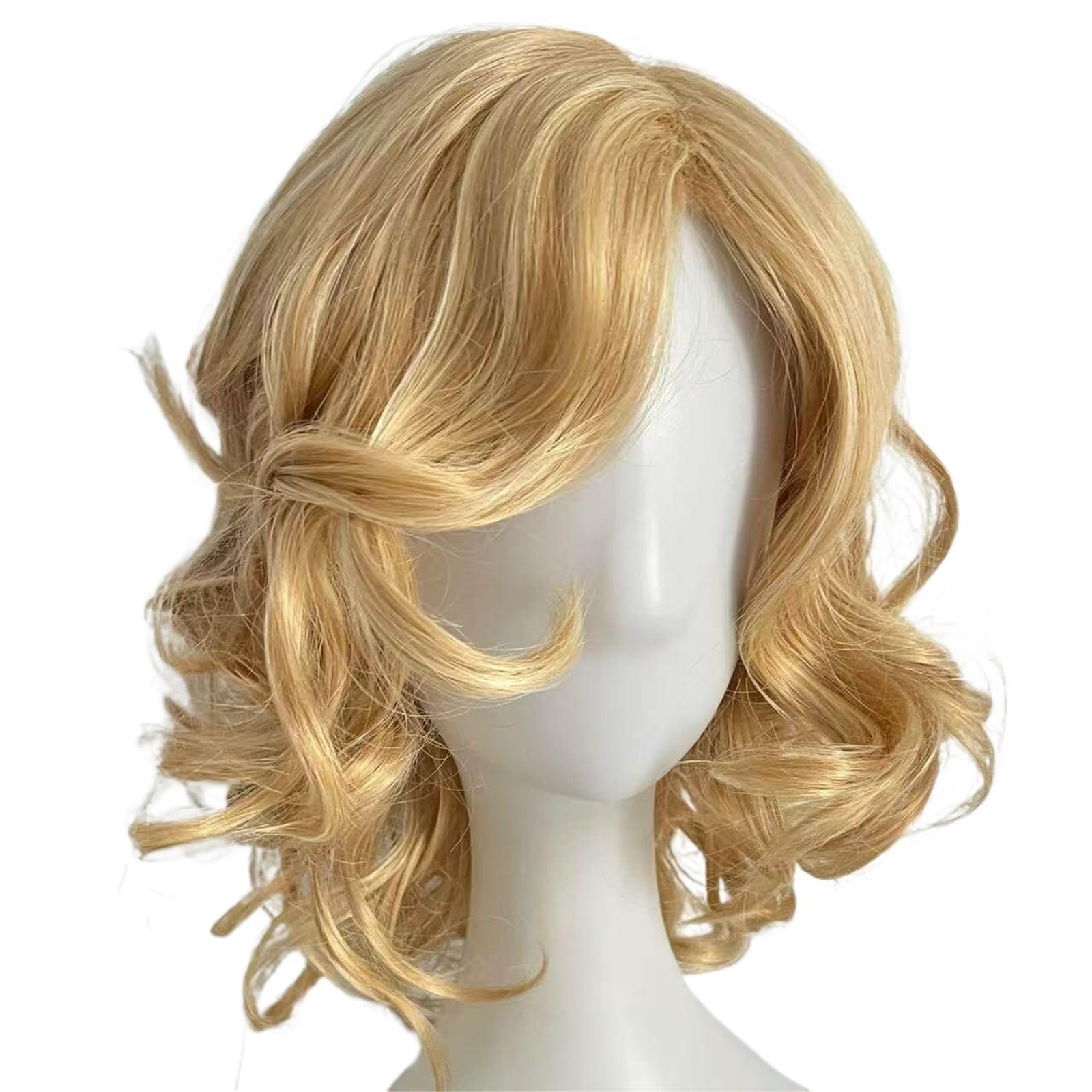 Libangrong-888 Women's One Color Wigs Short Curly Hair Daily Slanted Bangs Hairstyle Wig Natural Wig
