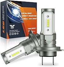H7 LED Ampoule 30000LM, 80W 500% Lumière 6500K Blanc Anti Erreur LED H7 Kit, Taille Mini 1:1 Plug and Play pour Feux Brouillard Plafonnier Plaque Immatriculation(Pack de 2)
