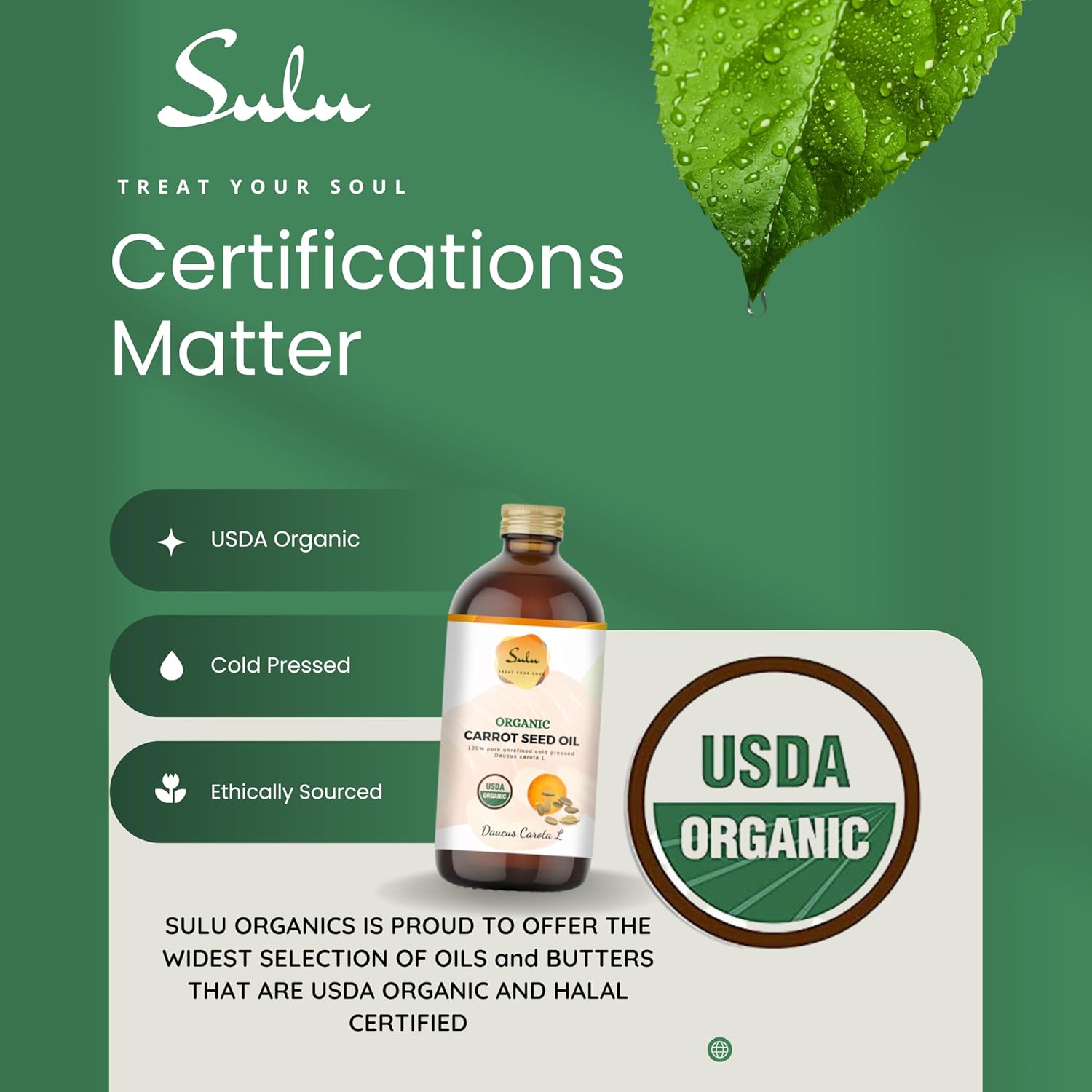 Carrot Seed Oil- USDA Organic Cold Pressed Unrefined (16 oz)