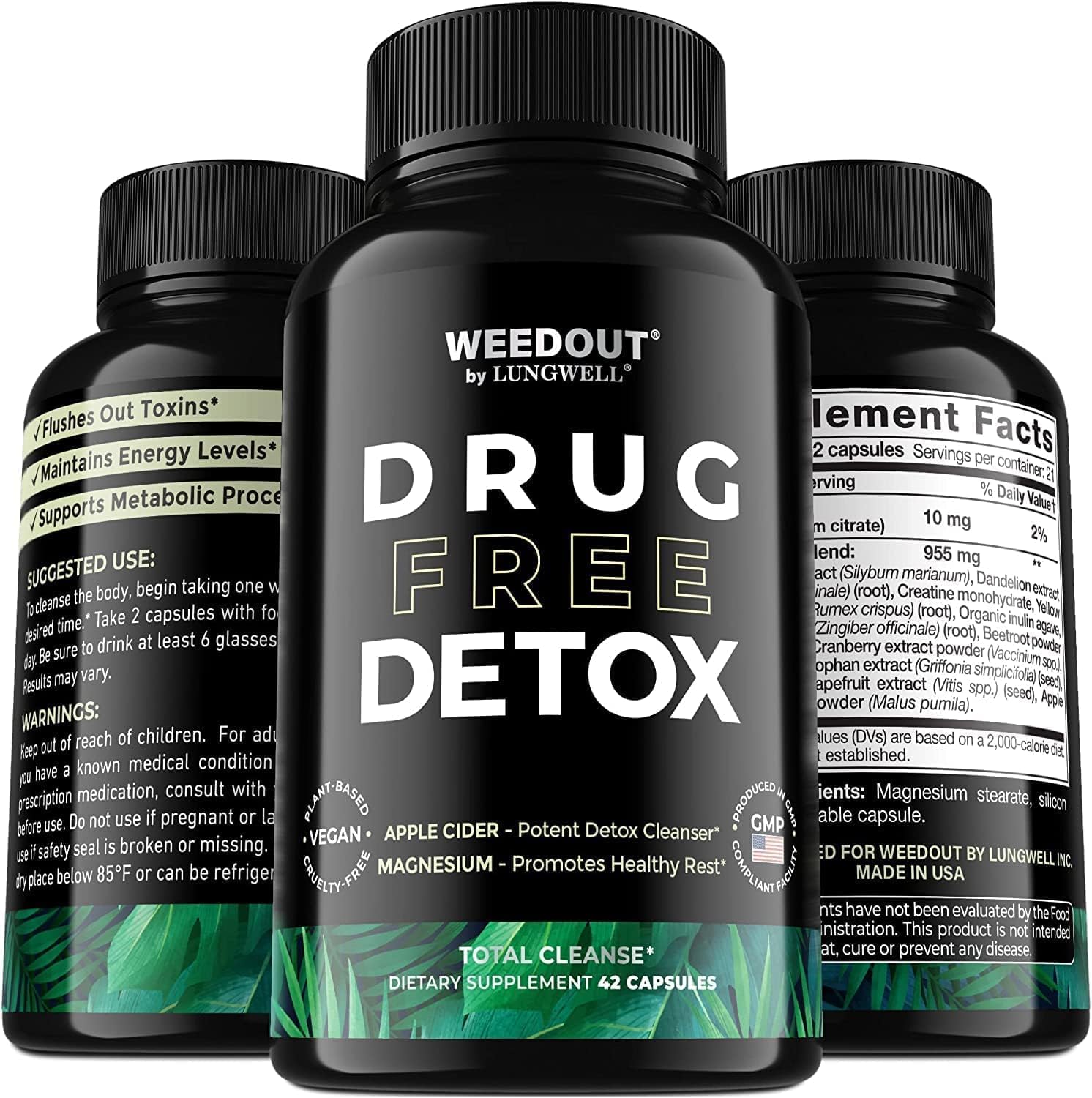Weedout Detox Pills - Made in USA - Natural Liver Cleanse Detox & Repair - Fast Toxin Rid - Urinary Tract Cleanse with Milk Thistle